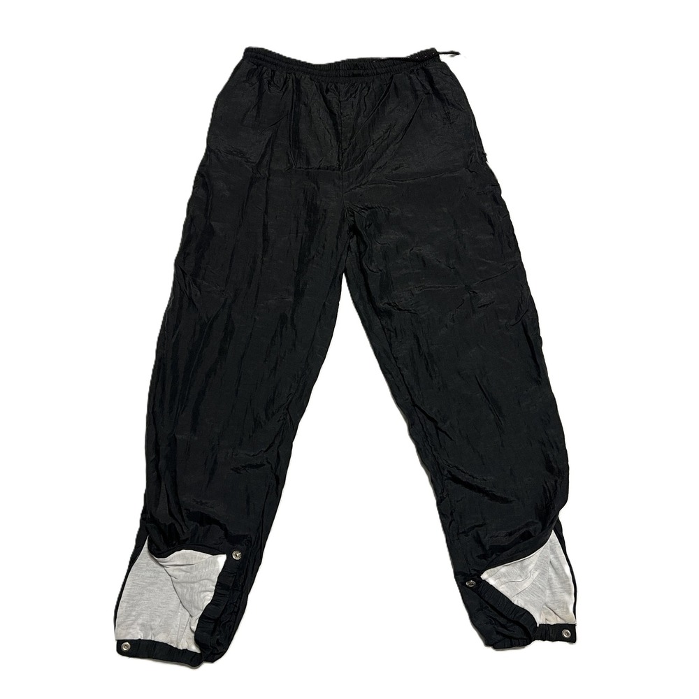 VTG Givenchy Activewear Black Nylon Track Pants Men's Large Ankle Zip Joggers